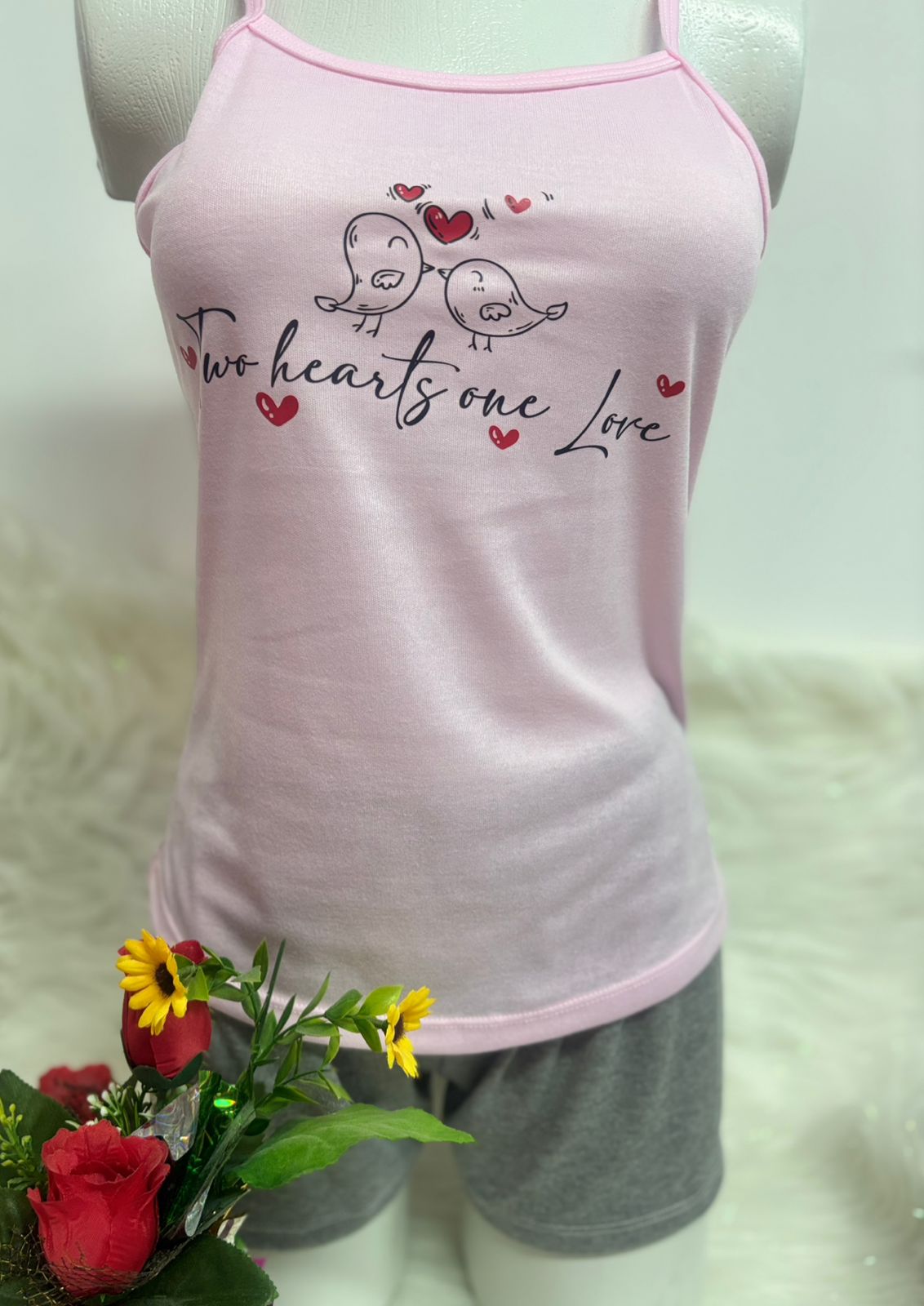 PIJAMA DE SHORT - CAMISA ROSA