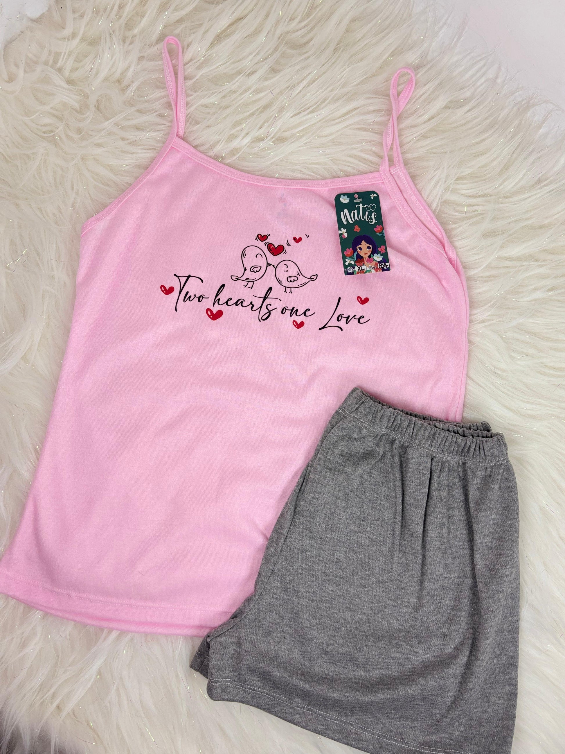 PIJAMA DE SHORT - CAMISA ROSA